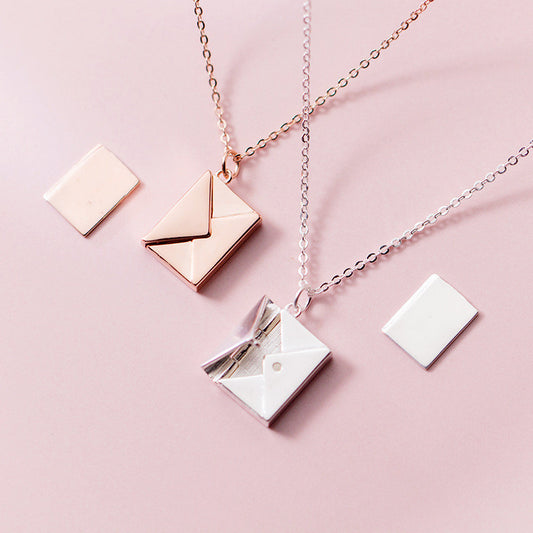 Envelope Love Letter Pendant Necklace for Women