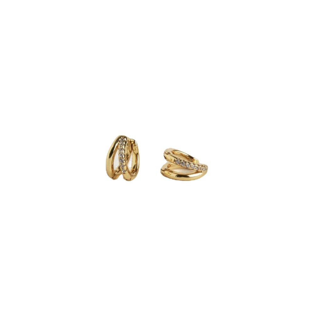 Electroplated Zircon Earrings | Alloy U-Shape Geometric Gold Silver