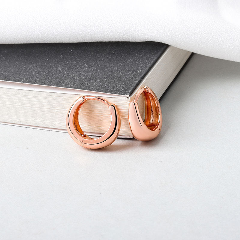 Korean Diamond Embedded Earrings | Copper Gold Silver Versatile