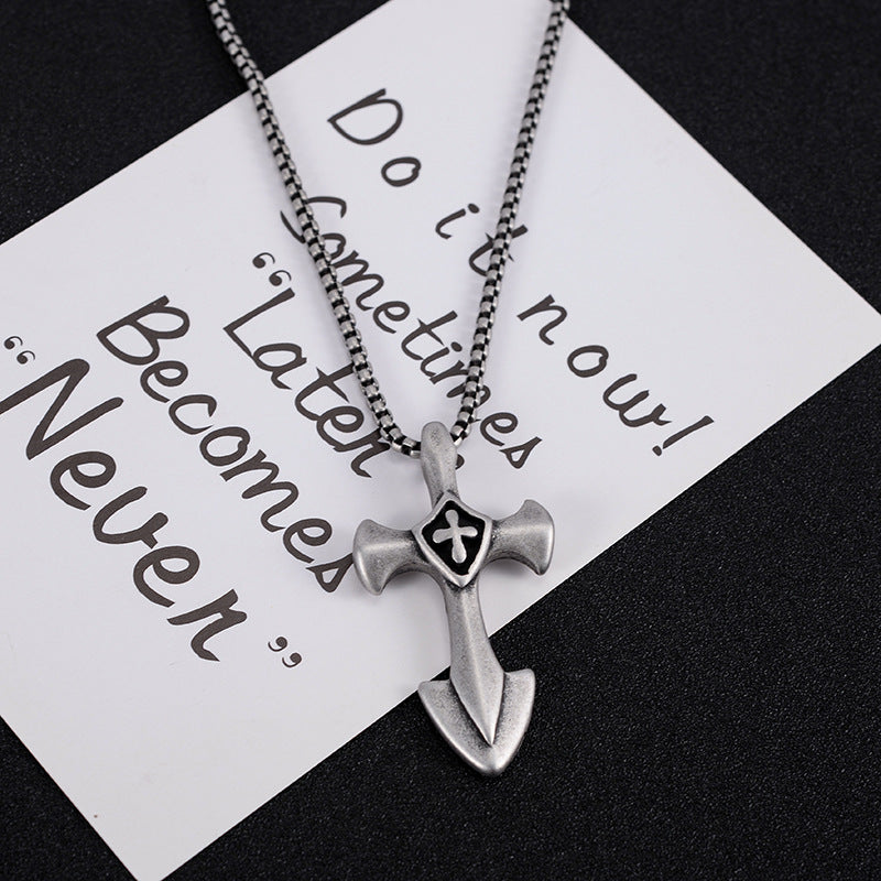 Men's Hip Hop Dog Tag Pendant Necklace in Titanium Steel