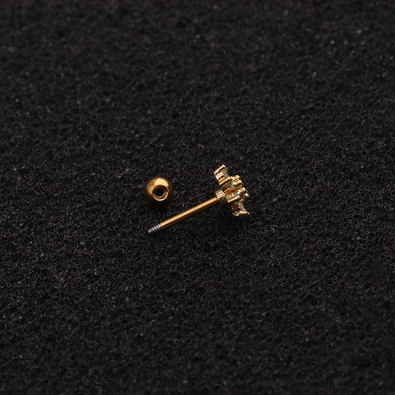 Zircon Flower Stud Earrings | Metal Gold Silver Rose Gold Fashion OL