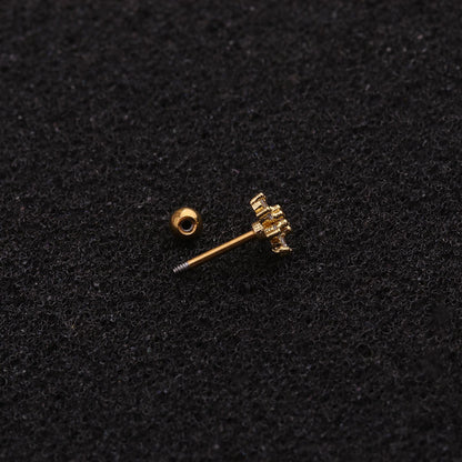 Zircon Flower Stud Earrings | Metal Gold Silver Rose Gold Fashion OL