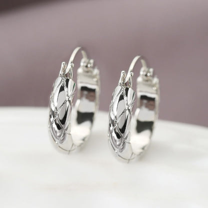 Glossy Diamond Plaid Earrings | Copper European Style Gold Silver