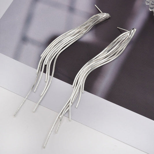 Long Fringe Tassel Earrings | Copper Gold Silver Gun Black