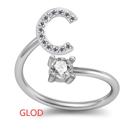 A-Z Initial Letter Ring for Women and Men | Adjustable Alloy