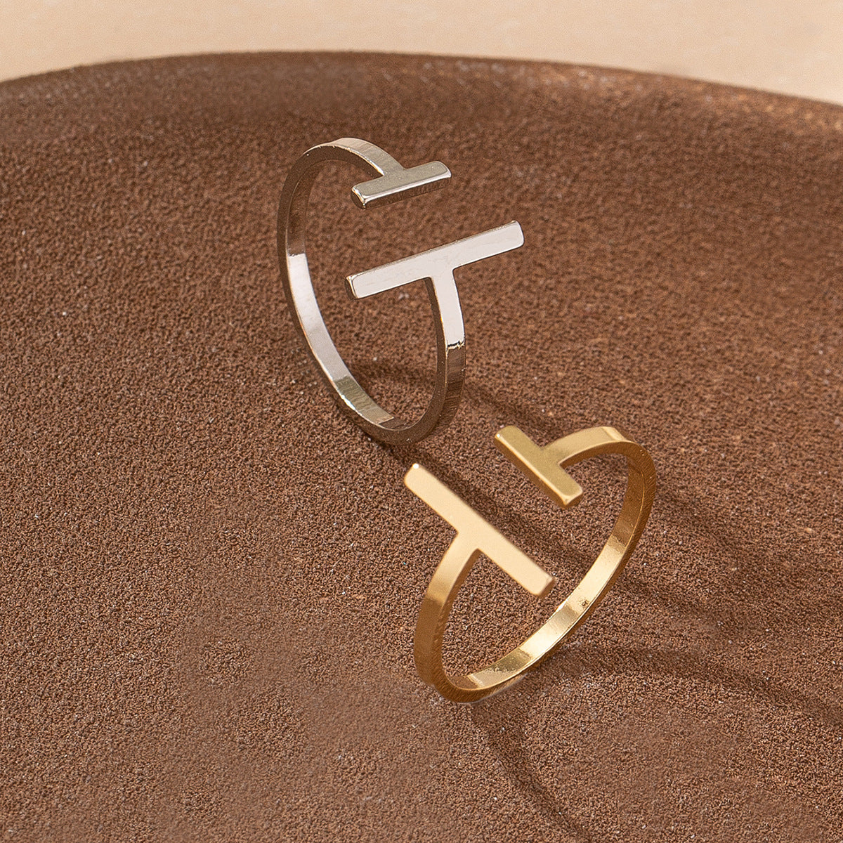 T-Shape Ring | Gold Silver Ferroalloy Elegant Band