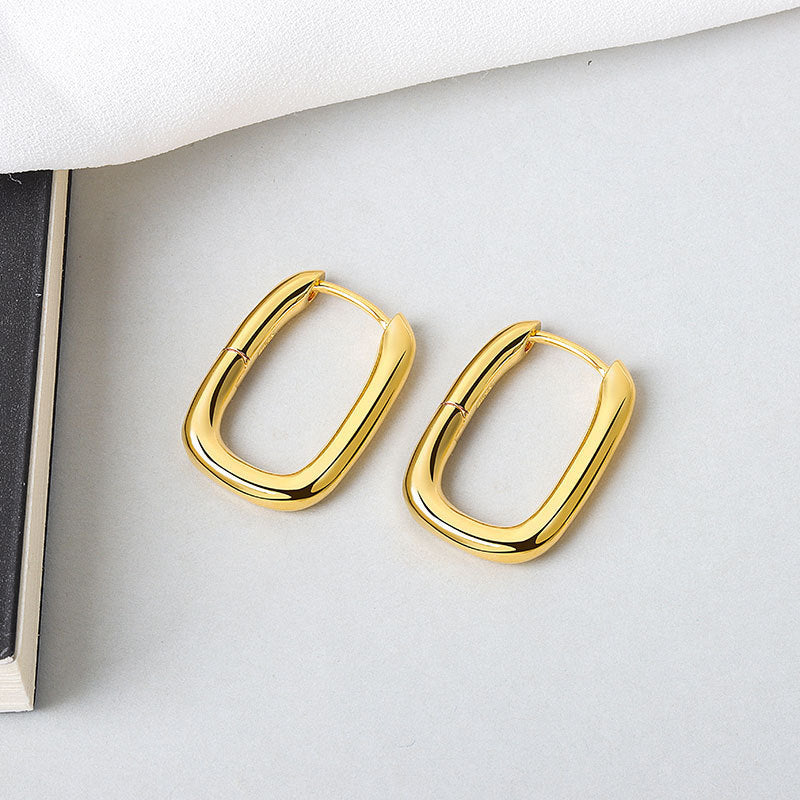 Korean Diamond Embedded Earrings | Copper Gold Silver Versatile