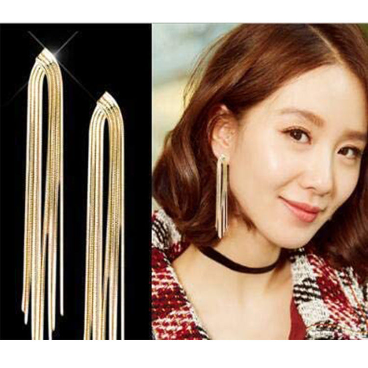 Long Fringe Tassel Earrings | Copper Gold Silver Gun Black
