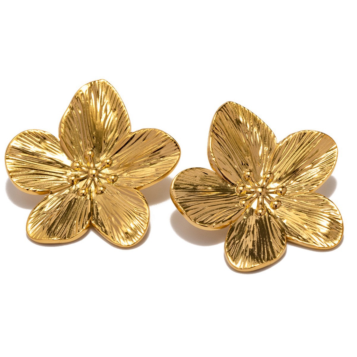 3D Five-Petal Flower Necklace and Earrings Set for Women