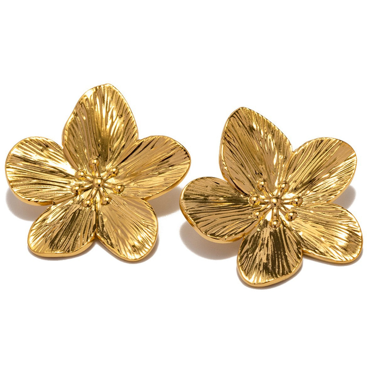 3D Five-Petal Flower Necklace and Earrings Set for Women