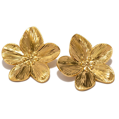 3D Five-Petal Flower Necklace and Earrings Set for Women