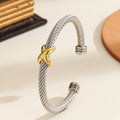 Figure-8 Cross Open Bracelet with Zircon | Stainless Steel Unisex