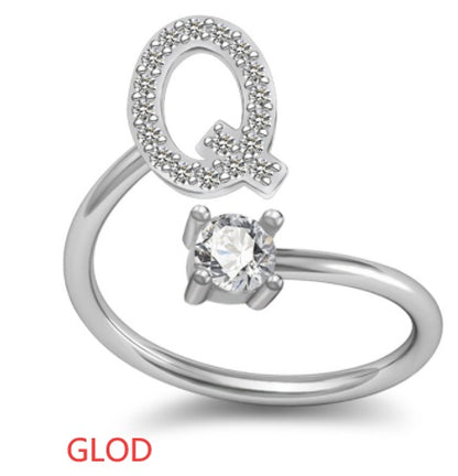 A-Z Initial Letter Ring for Women and Men | Adjustable Alloy