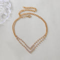 Double-Layer Rhinestone Anklet | Crystal Geometric Gold Silver Beach