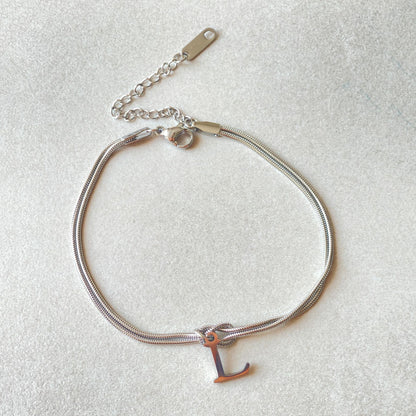 Initial Letter Love Knot Bracelet for Women | Gold Snake Chain