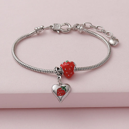 Strawberry Charm Bracelet | Cute Fruit Design for Women