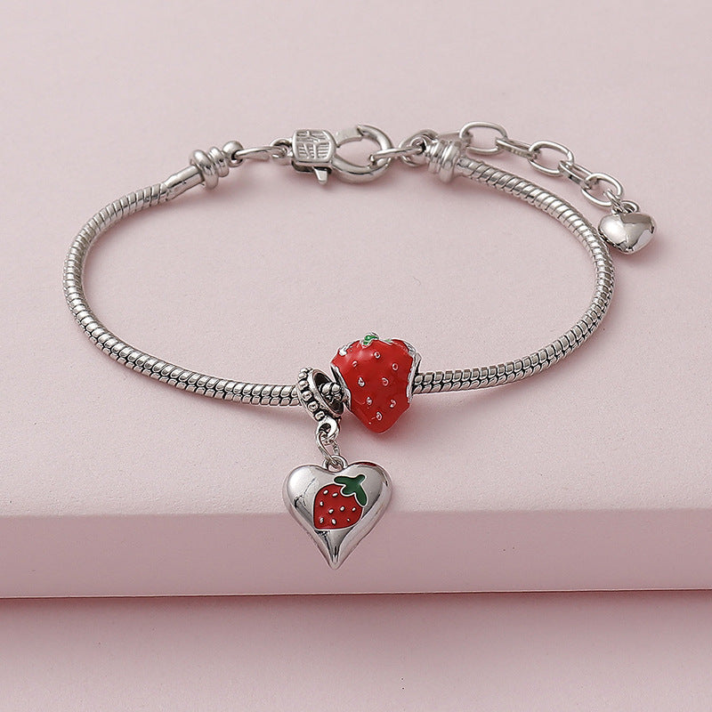 Strawberry Charm Bracelet | Cute Fruit Design for Women