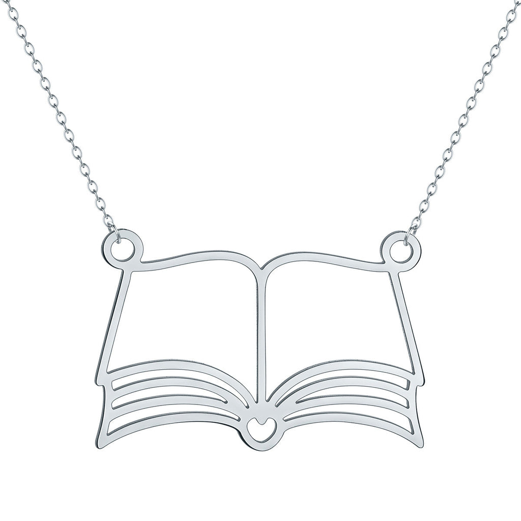 Open Book Pendant Necklace in Stainless Steel | Punk Design
