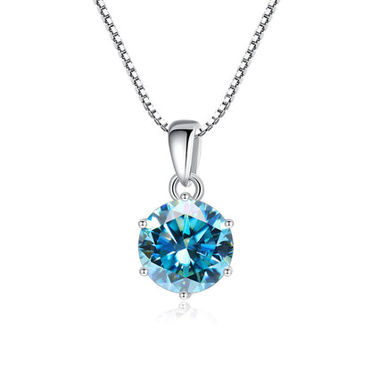 925 Silver Round Moissanite Pendant Necklace