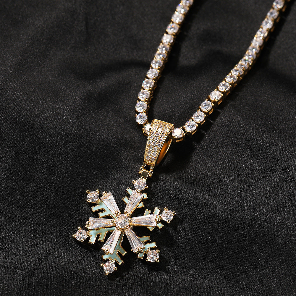 Spinning Snowflake Luminous Pendant Necklace