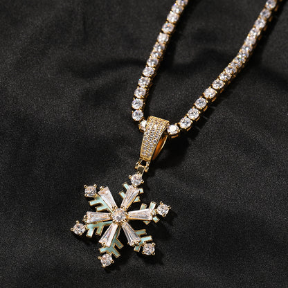 Spinning Snowflake Luminous Pendant Necklace