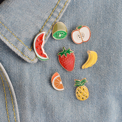 Cartoon Fruit Enamel Brooch | Alloy Baked Varnish Unisex 7 Styles
