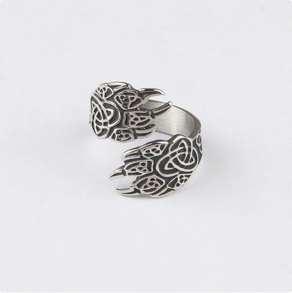 Bear Paw Adjustable Ring | Handcrafted Stainless Steel Unisex