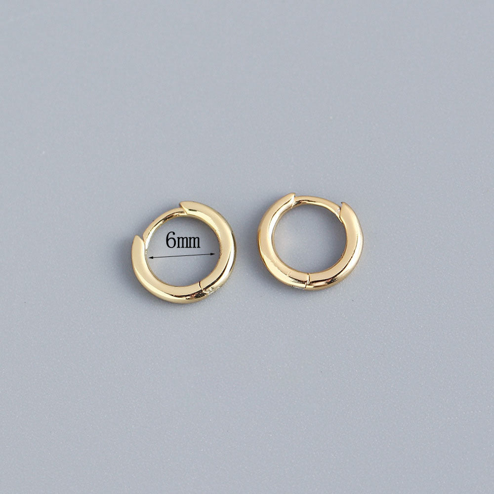 Korean Diamond Embedded Earrings | Copper Gold Silver Versatile
