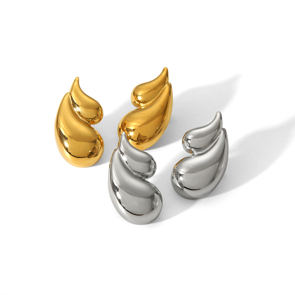 18K Double-Layer Water Drop Earrings | Stainless Steel Gold Silver
