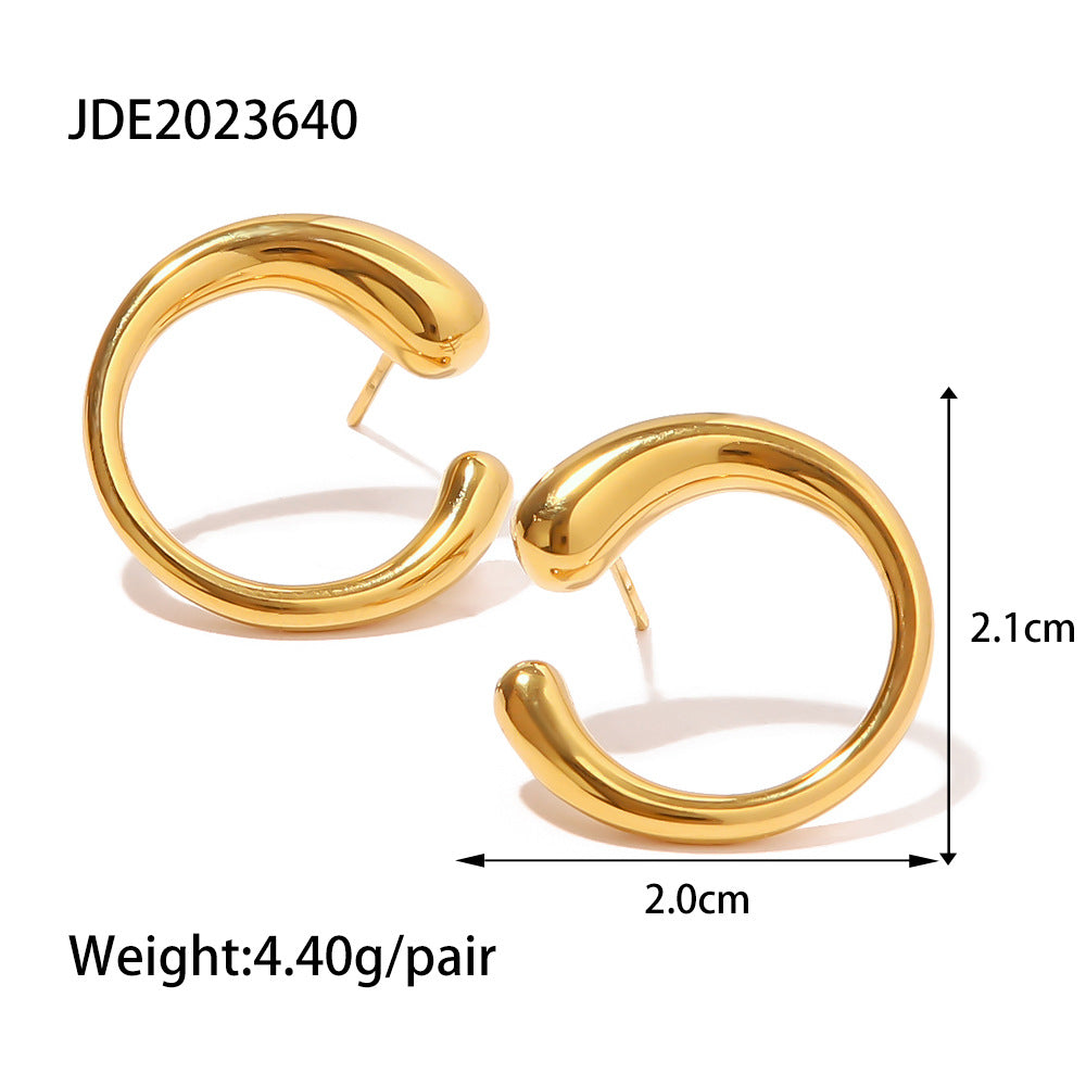 Gold Pearl Diamond Stud Earrings | Stainless Steel INS Style