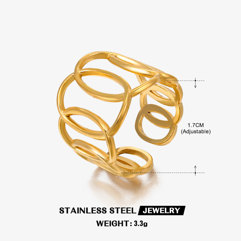 Ellipse Cross Open Ring for Women | Stainless Steel