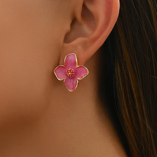 Flower Oil Design Earrings | Alloy Floral Geometric Multi-Colour