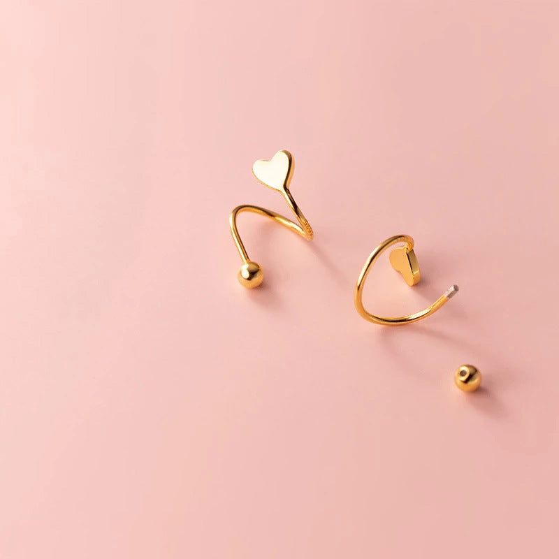 Ear Bone Stud Earrings | Brass Heart Star Round 3 Styles