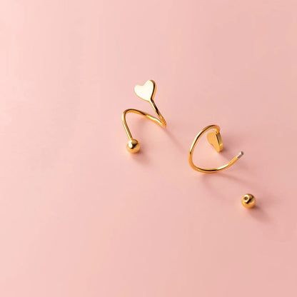 Ear Bone Stud Earrings | Brass Heart Star Round 3 Styles