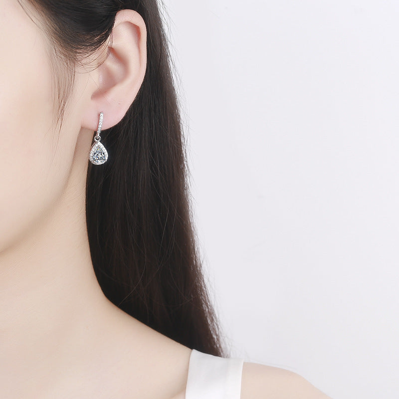 Drop Shape Micro Inlaid Zircon Ear Studs | Copper Multi-Colour