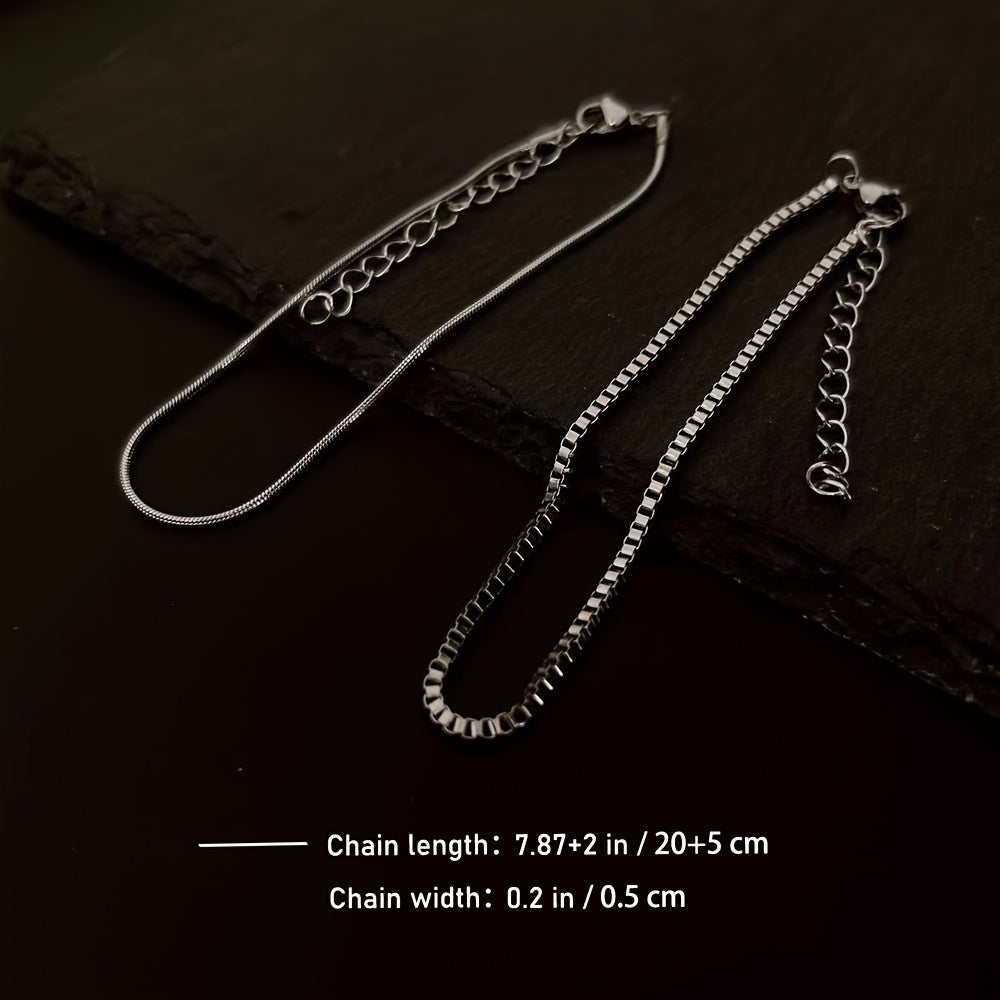 Men's Double-Layer Snake & Box Chain Bracelet