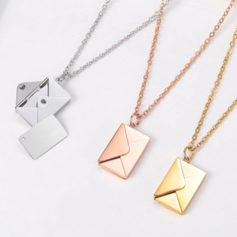 Envelope Love Letter Pendant Necklace for Women