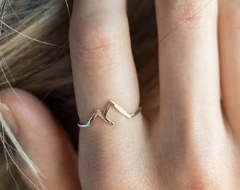 Mountain-Shaped Copper Ring | Creative Women's Statement Band