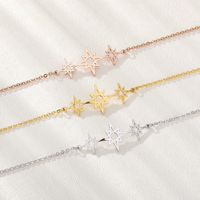 Star Pendant Chain Bracelet in Stainless Steel for Women