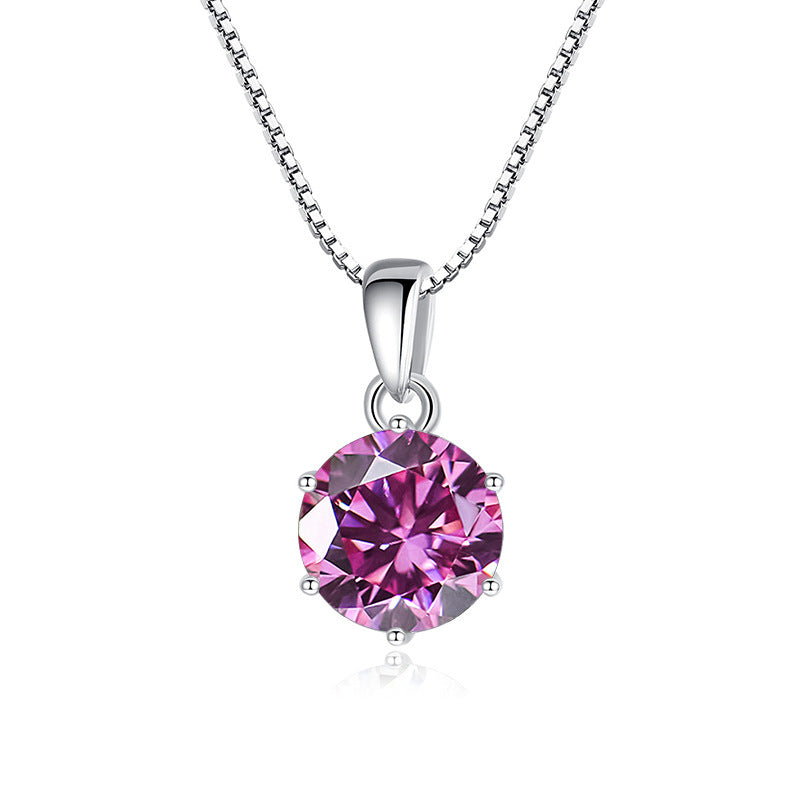 925 Silver Round Moissanite Pendant Necklace