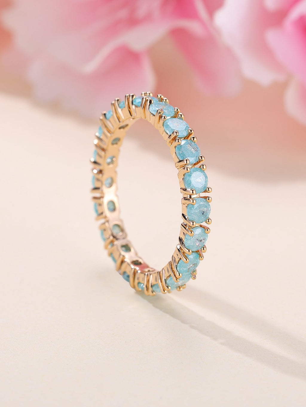 French Retro Ice Flower Full Zircon Ring | Champagne Gold Copper