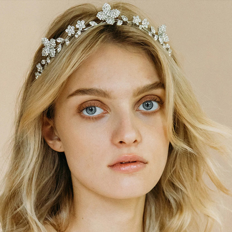 Crystal Zircon Flower Hair Band | Water Diamond Gold Silver 30g