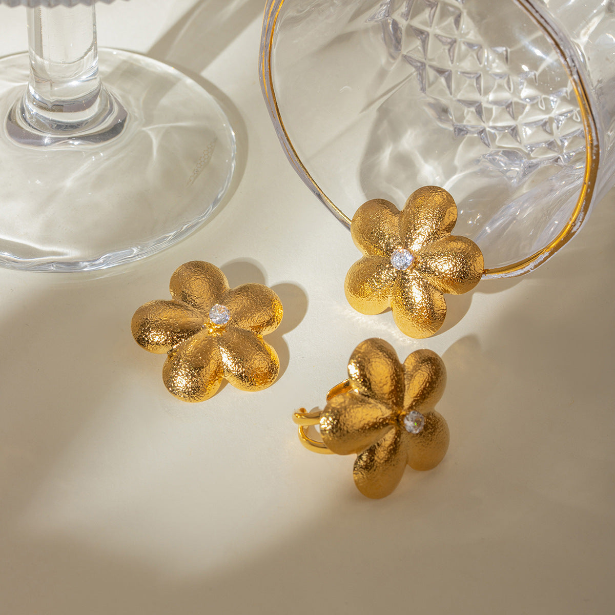 Flora Gold Petal Earrings | Stainless Steel Geometric Floral