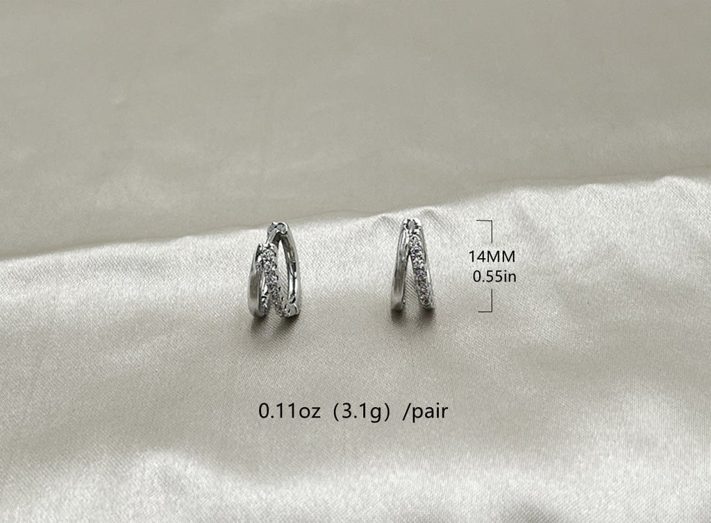 Electroplated Zircon Earrings | Alloy U-Shape Geometric Gold Silver