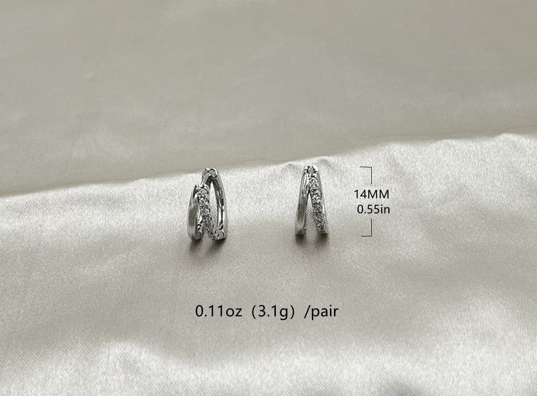 Electroplated Zircon Earrings | Alloy U-Shape Geometric Gold Silver