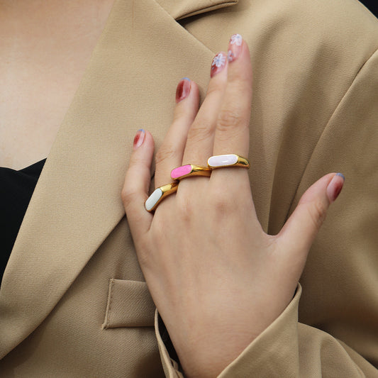 Oil Drip Geometric Titanium Ring | Gold Plated Non-Fading 5 Colours