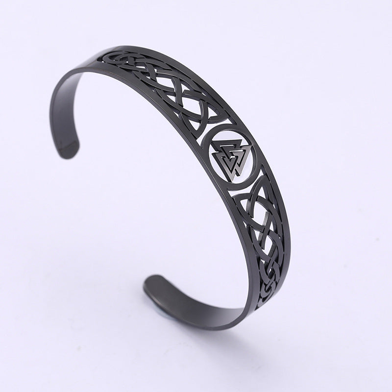 Valknut and Celtic Design Stainless Steel Bracelet