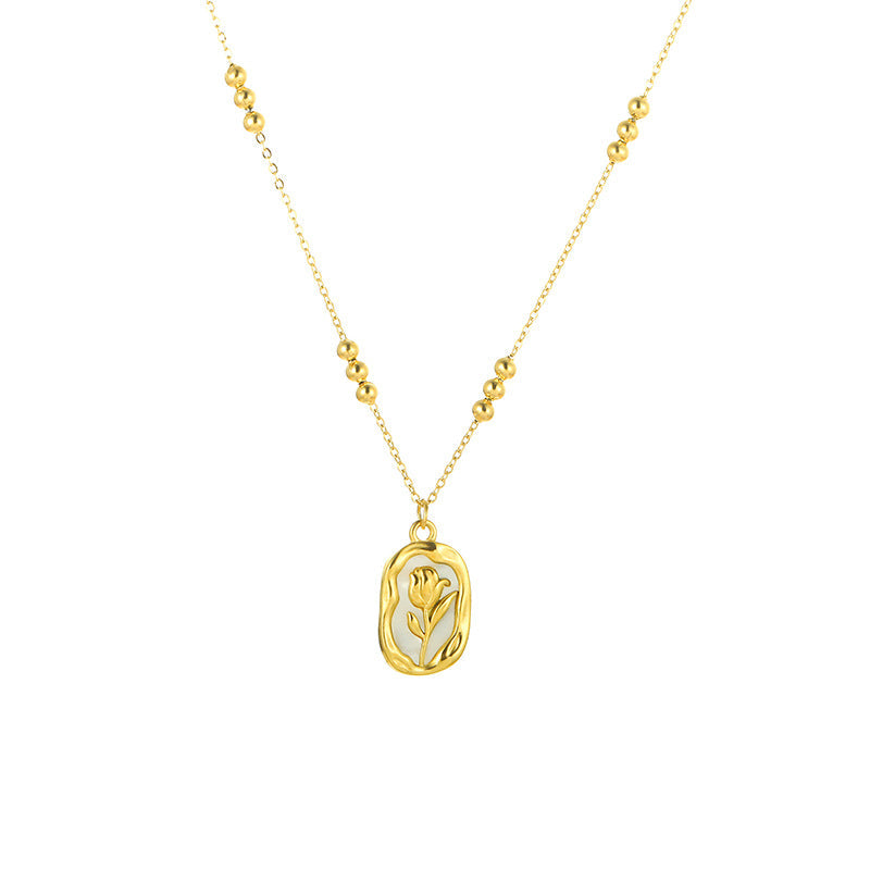 Rose White Shell Pendant Necklace for Women
