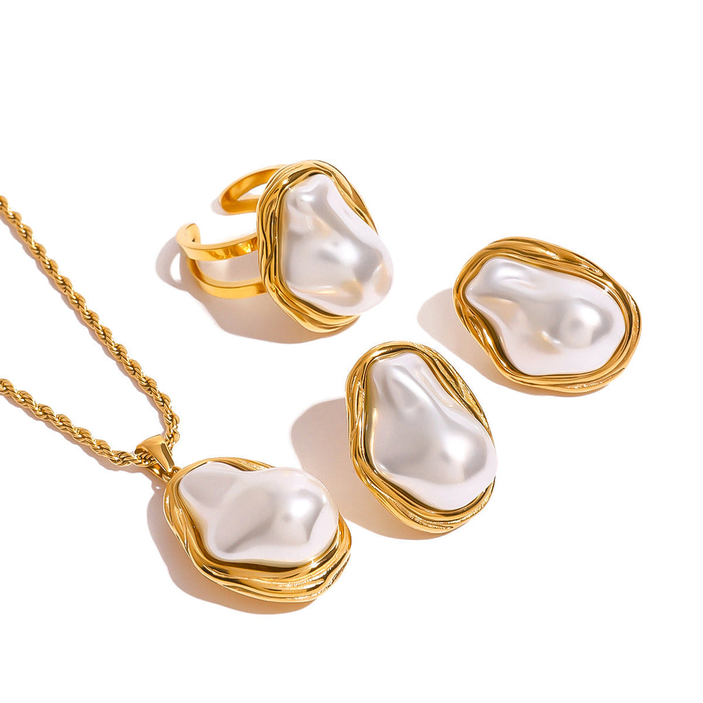 Stainless Steel Pearl Pendant Necklace for Women
