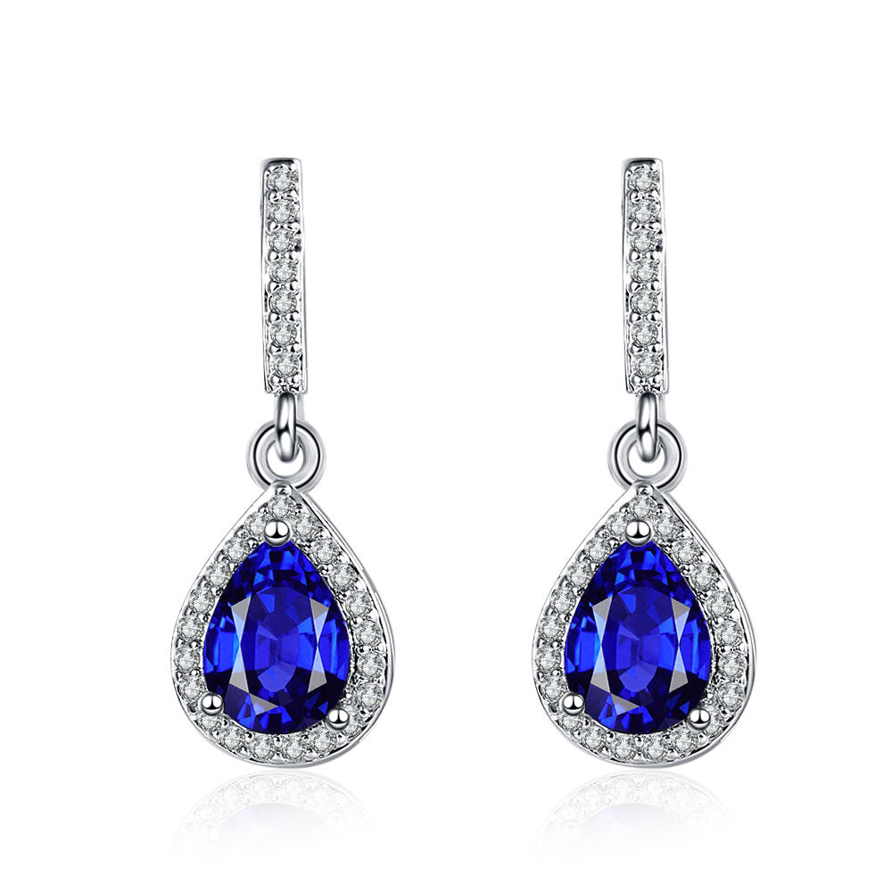 Drop Shape Micro Inlaid Zircon Ear Studs | Copper Multi-Colour